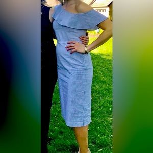 Banana Republic Seersucker off-the-shoulder dress